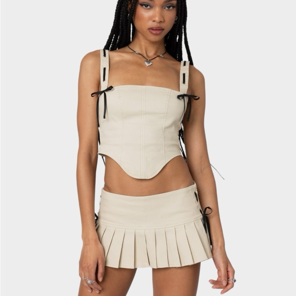 Edikted Margaret Ribbon Bow Corset + Skort Set